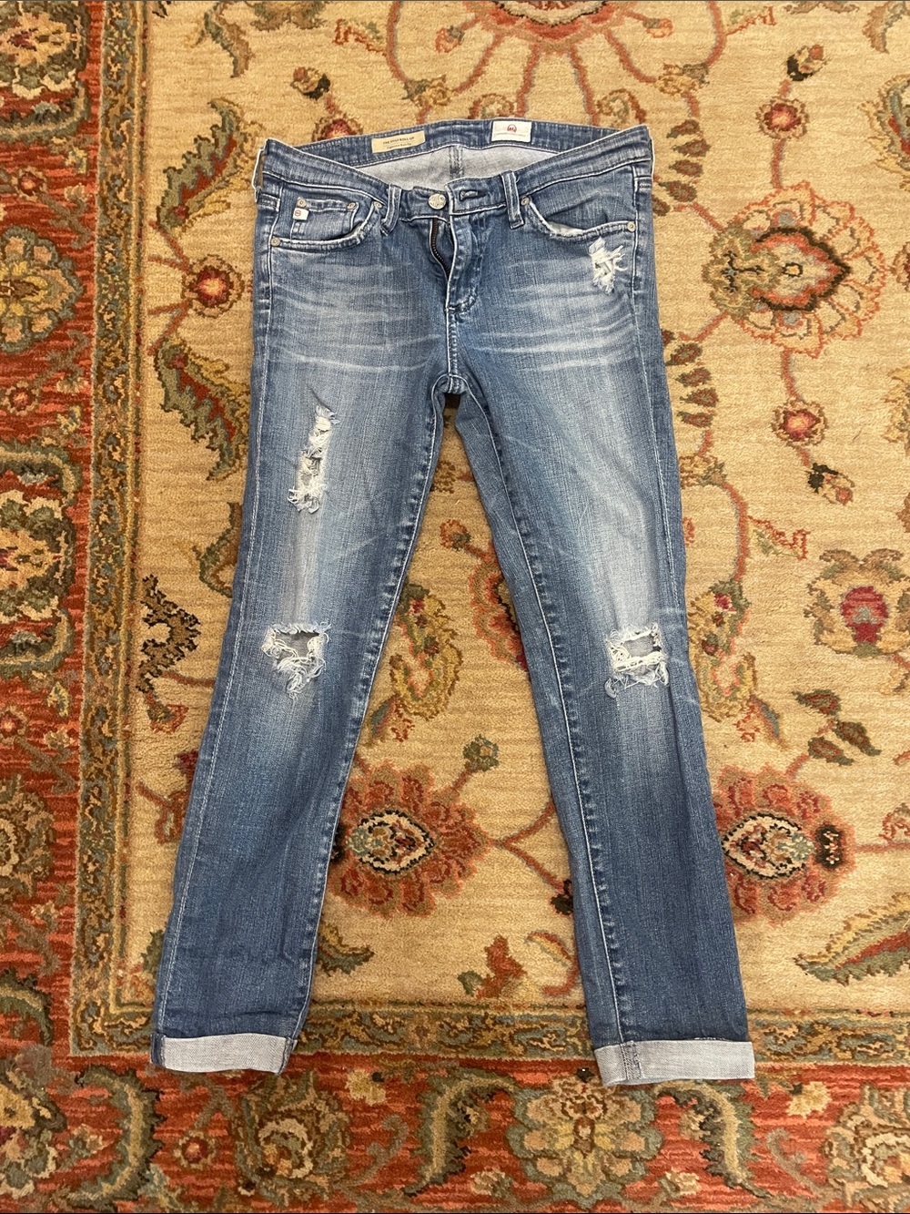 AG Adriano Goldschmied Women's Distressed Blue Skinny Jeans